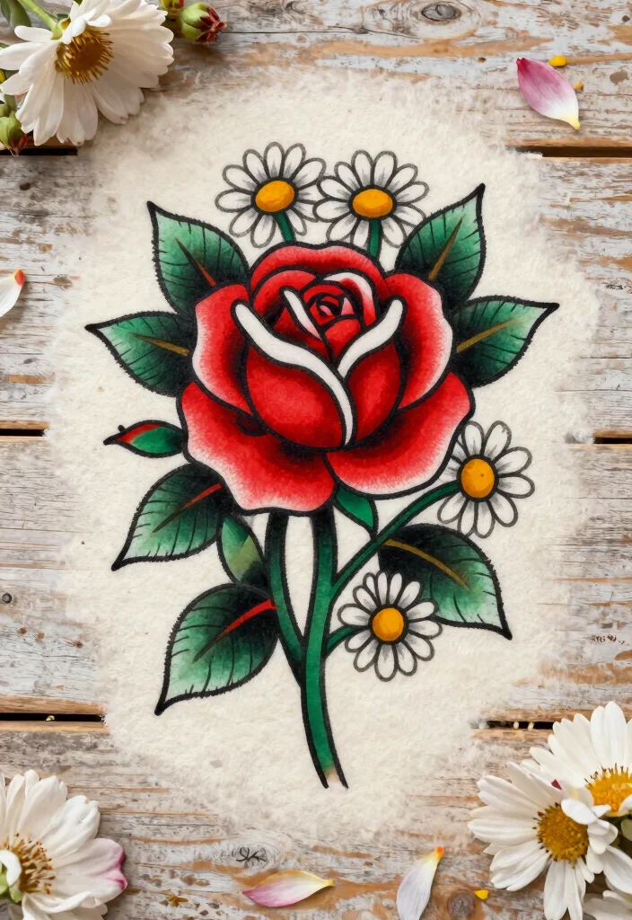 18 Traditional Flash Tattoo Ideas With Classic Bold Style 12 18 Traditional Flash Tattoo Ideas With Classic Bold Style 2. Classic Roses and Flowers 0