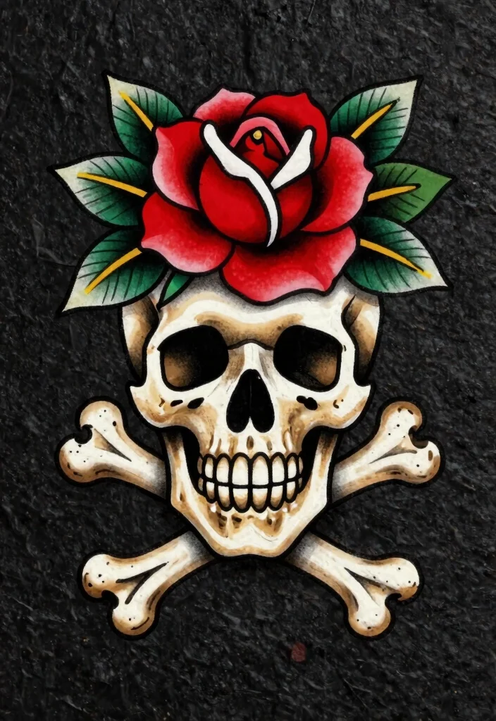 18 Traditional Flash Tattoo Ideas With Classic Bold Style 34 18 Traditional Flash Tattoo Ideas With Classic Bold Style 4. Skull Tattoos with Heart and Crossbones 0