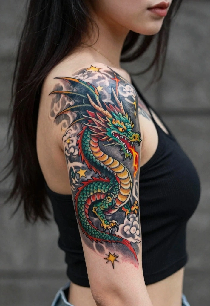18 Viking Tattoo Ideas Inspired by Norse Mythology 155 18 Viking Tattoo Ideas Inspired by Norse Mythology - 15. The Dragon: Strength and Wisdom 1