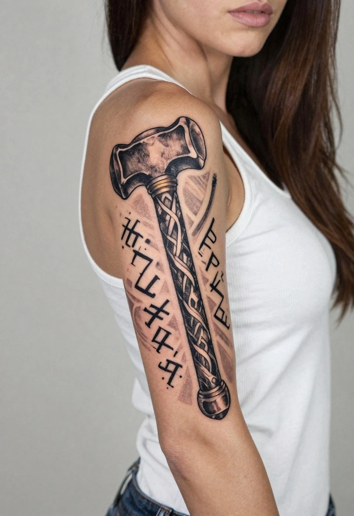 18 Viking Tattoo Ideas Inspired by Norse Mythology 34 18 Viking Tattoo Ideas Inspired by Norse Mythology - 4. Thor’s Hammer (Mjölnir): Symbol of Strength 1