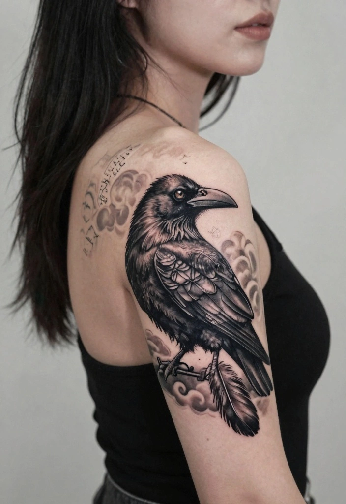 18 Viking Tattoo Ideas Inspired by Norse Mythology 78 18 Viking Tattoo Ideas Inspired by Norse Mythology - 8. The Raven: Messengers of the Gods 1