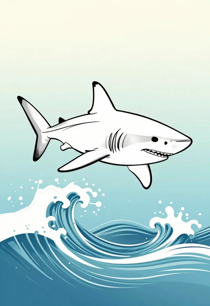 10 Fine Line Shark Tattoo Ideas: Sleek, Minimal, and Symbolic - 3. The Shark and Wave Fusion