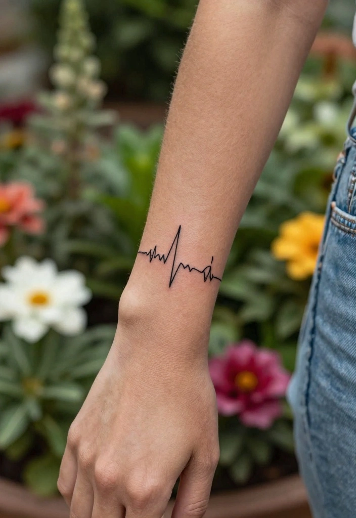 9 BF Name Tattoo Ideas: Small, Simple, and Personal - 3. Heartbeat Line with Initials 1