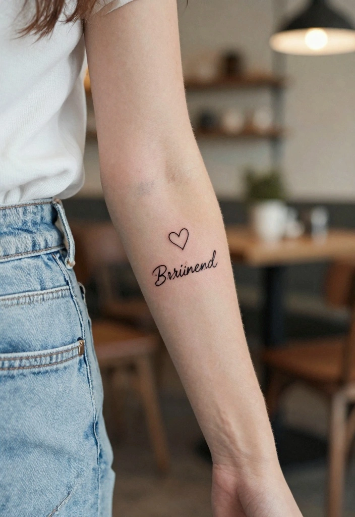 9 BF Name Tattoo Ideas: Small, Simple, and Personal - 7. Small Symbol with Name Below 1