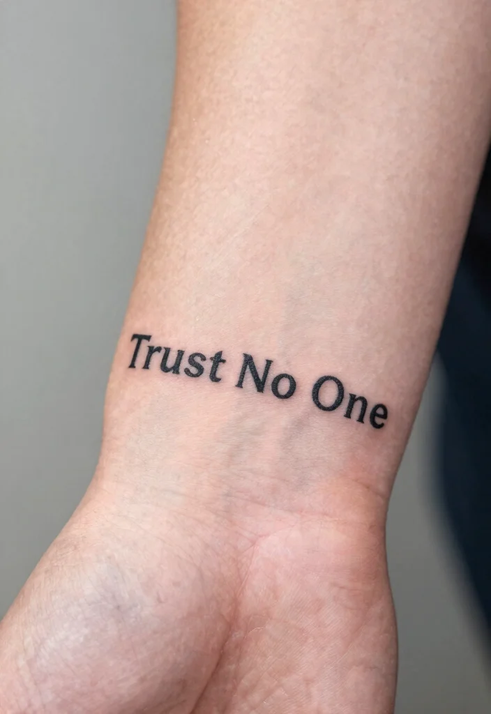 9 Trust No One Hand Tattoo Ideas Bold and Statement Ready 2. Minimalist Block Letters 0
